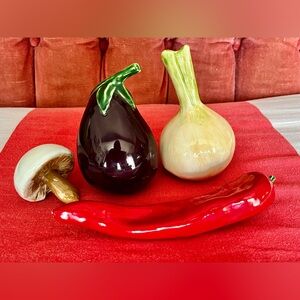 Handcrafted 3D Ceramic Vegetables - Set of 4 Rustic Farmhouse Eclectic Art